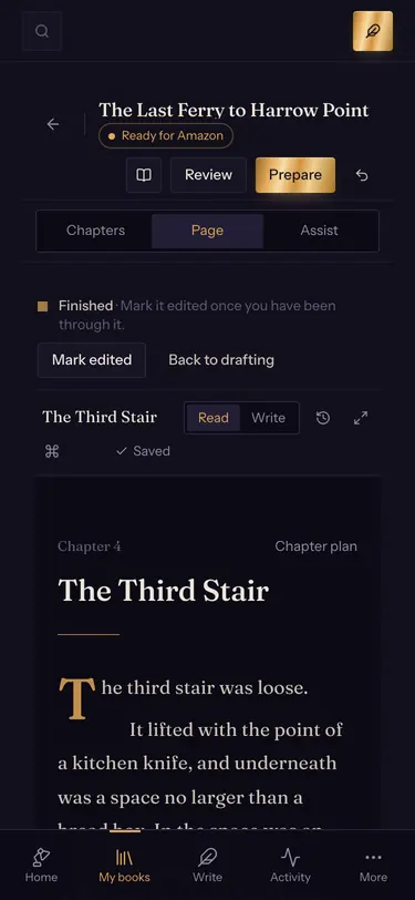 The same chapter open on a phone.